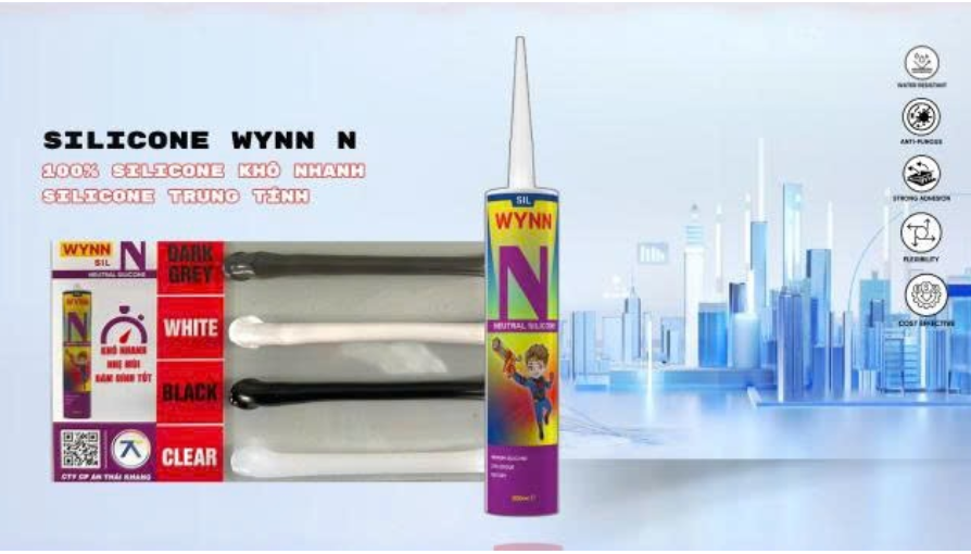 Keo silicone WYNN N trung tính khô nhanh dùng cho nhôm kính và mặt dựng.
