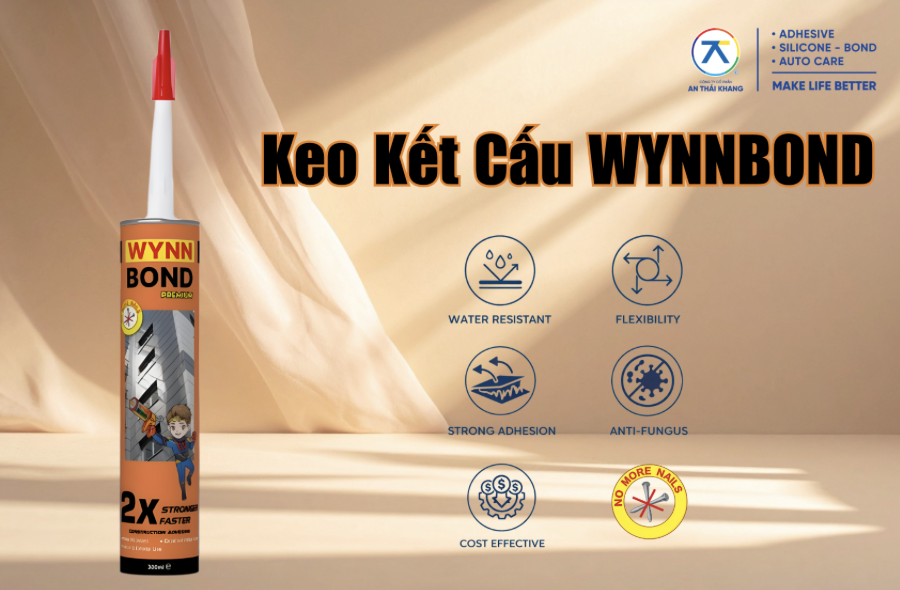 Wynnbond structural adhesive from An Thai Khang is used as an exterior nail-free adhesive with strong bonding capability on metal, wood, plastic, and concrete.