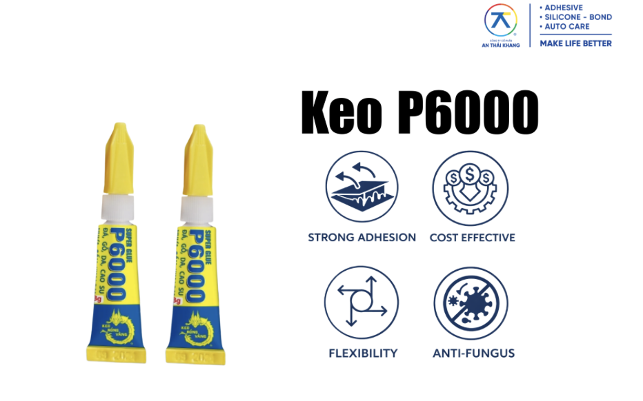 Keo P6000 – keo dán đa năng cho đồ gia dụng với độ bám dính mạnh, linh hoạt, chống nấm mốc và tiết kiệm chi phí.