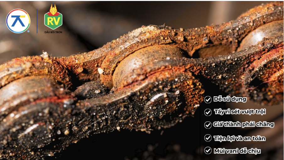 Dầu xịt bôi trơn phá rỉ RV của An Thái Khang giúp tẩy rỉ sét, bôi trơn chi tiết kim loại và bảo dưỡng thiết bị cơ khí hiệu quả.