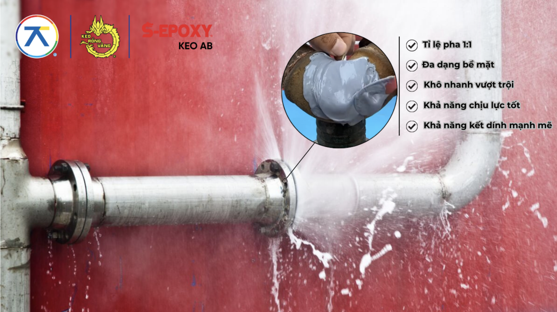 Keo S-EPOXY bám dính mạnh, khô nhanh và chịu lực tốt