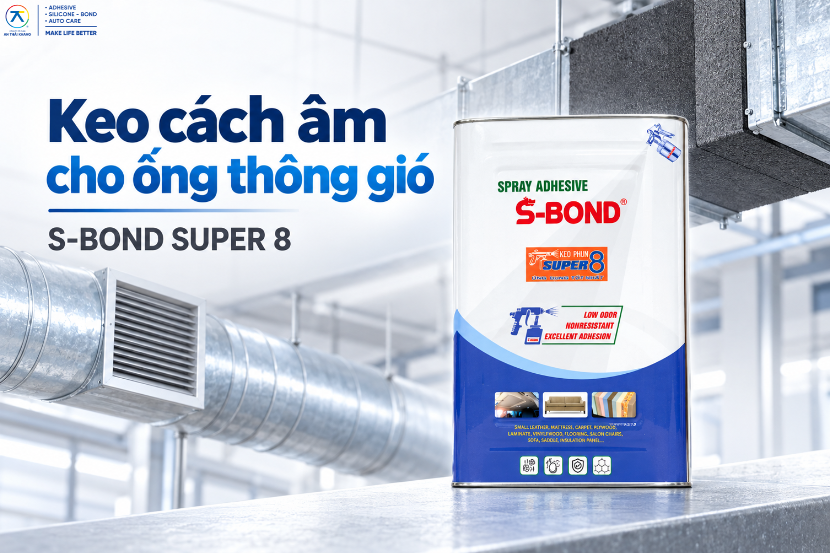 Sound Insulation for Ventilation Ducts with Spray Adhesive S-Bond Super 8