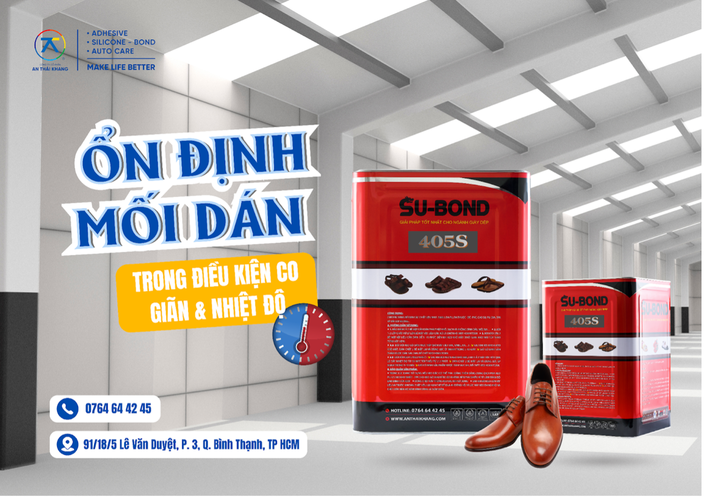 Keo vàng dung môi SB-405S chịu nhiệt, độ bền cao cho ngành giày dép