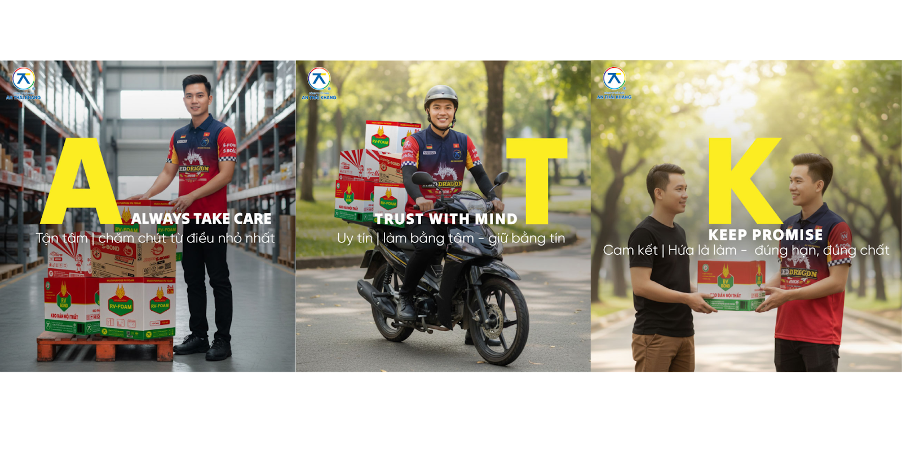 Hoạt động phân phối và giao hàng sản phẩm keo An Thái Khang đến đối tác và khách hàng