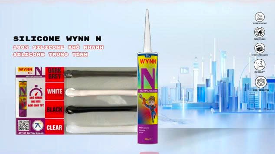 Keo silicone WYNN N trung tính khô nhanh dùng cho nhôm kính và mặt dựng.