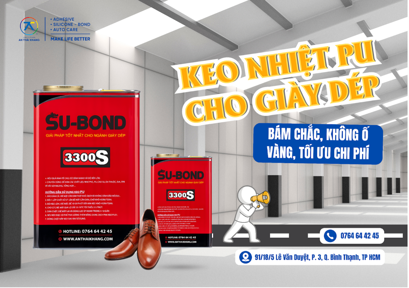 Keo nhiệt PU 3300S dùng trong sản xuất giày dép, dán da PU EVA PVC
